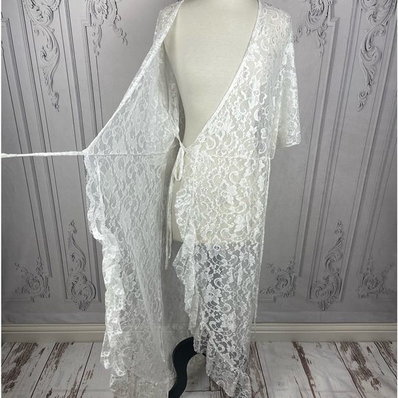 Bohemian White Lace Swimsuit Kimono Beach Dress Coverup - Picture 6 of 7